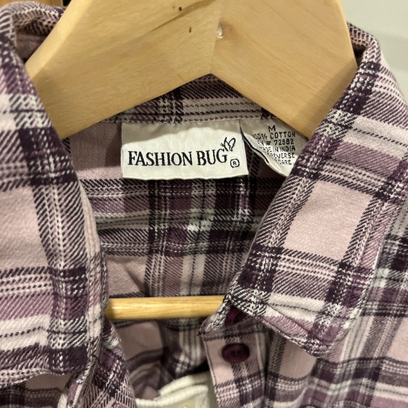 Fashion Bug Vintage Y2k Grunge Plaid Flannel Button Front Delia’s Top Cotton M - Picture 3 of 5